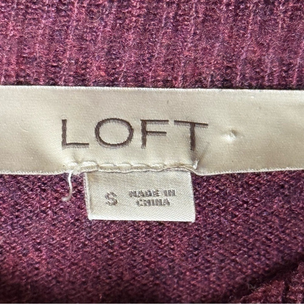 LOFT Womens Burgundy Cowl Neck Sweater Small Knitwear Winter Outdoor Casual Soft - Picture 5 of 12